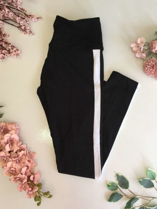 Imagen de PINK Legging High Waist Full Negro Linea Blanca.